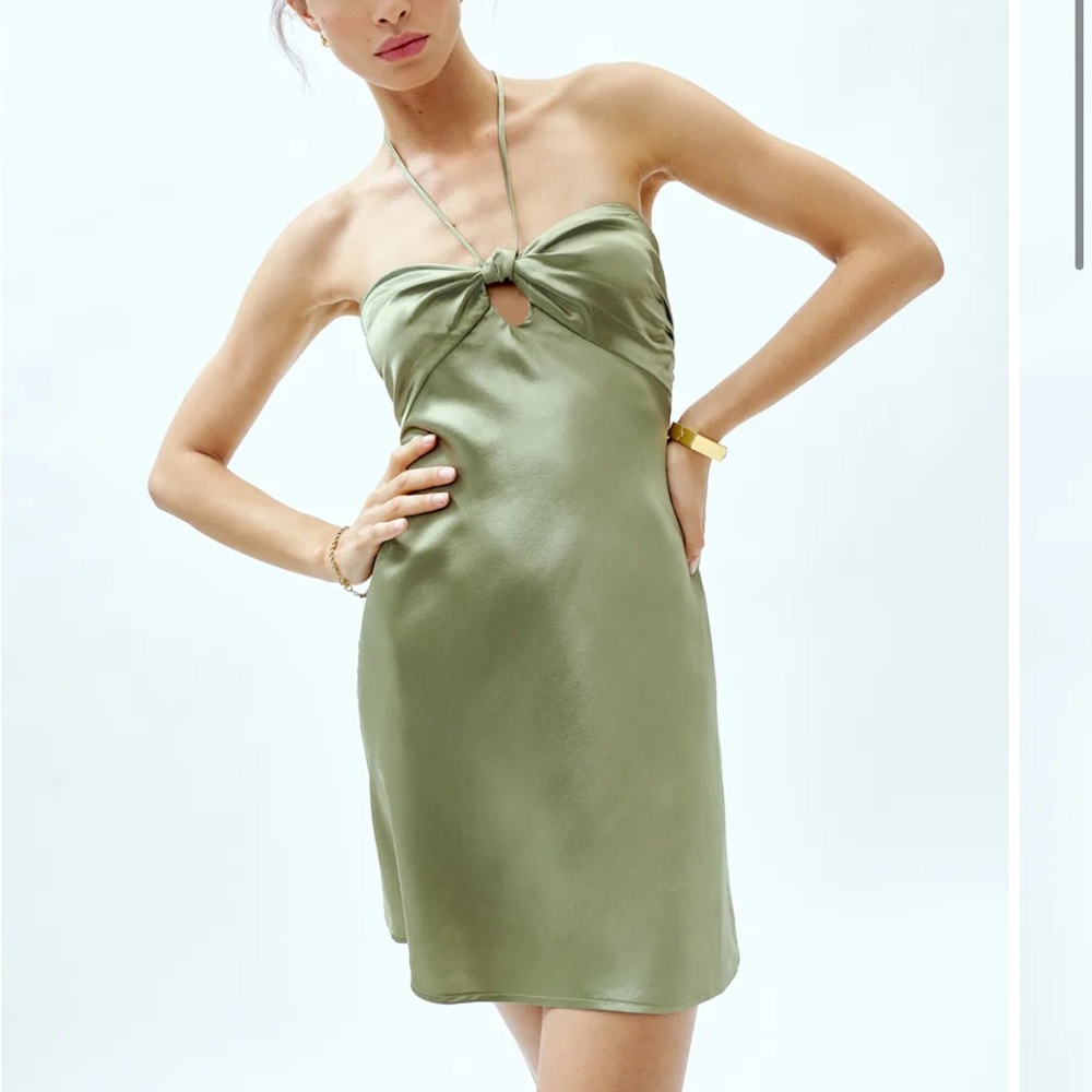 Reformation Sorrentine Silk Dress Artichoke - Size 4